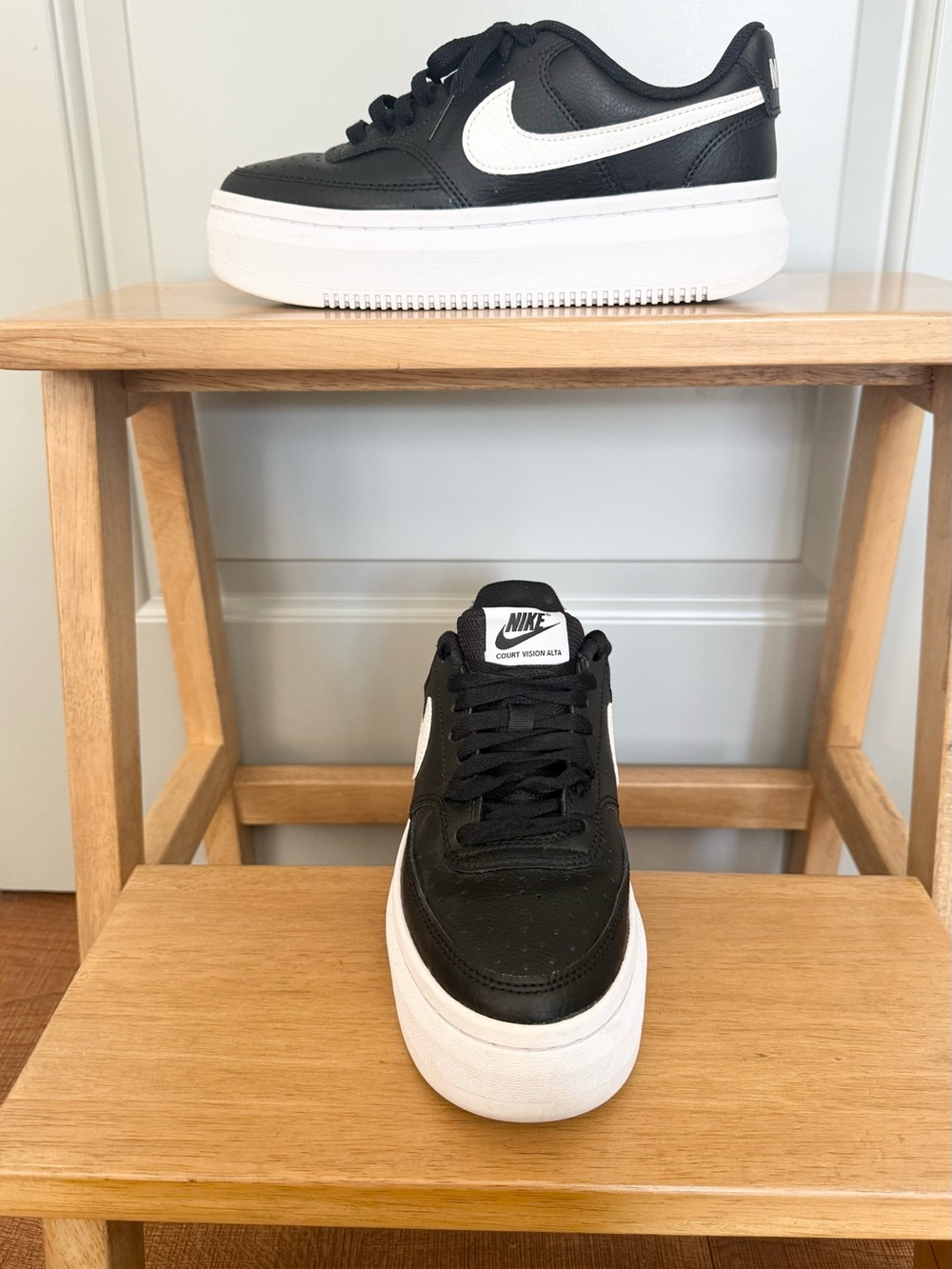 Nike Court Vision Alta Black and White Platform Sneakers